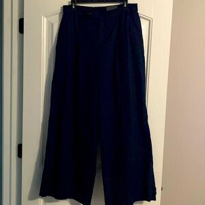 NTW- banana republic navy wide leg linen blend dress trousers